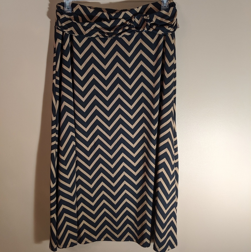 Black and Tan Chevron Maxi Skirt